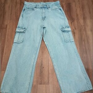 Old Navy Womens Sky High Wide Leg Jeans Extra High Rise Secret Smooth Pockets 10